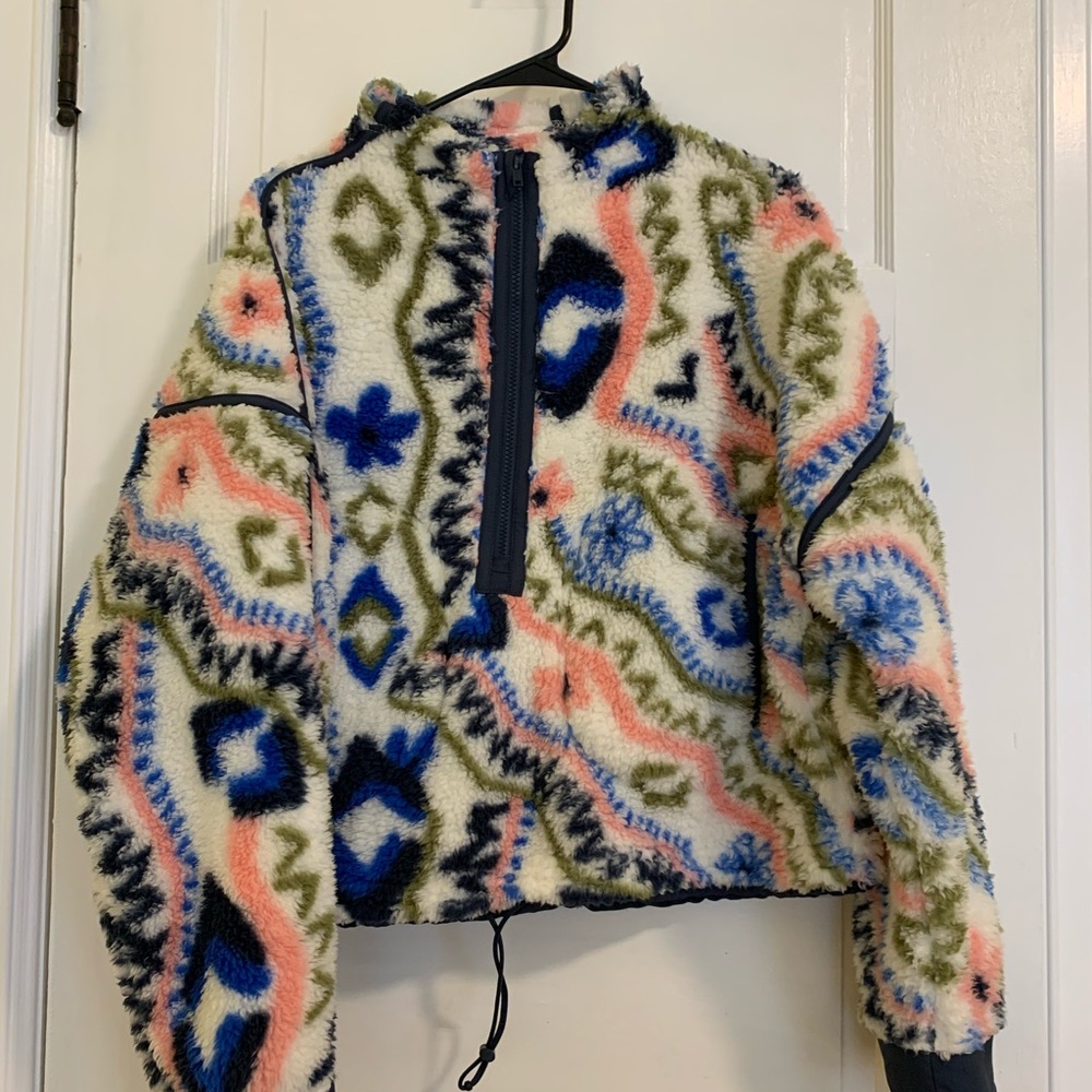 Plush teddybear sherpa half zip pullover Large - Picture 2 of 4